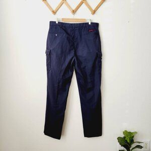 Budweiser mens navy blue work utility pants cargo pockets 40x32 chore‎